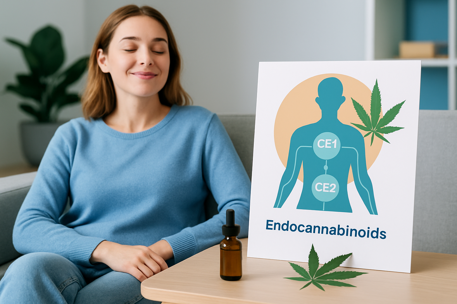 Illustration des Endocannabinoid-Systems mit CB1 und CB2 Rezeptoren im menschlichen Körper
